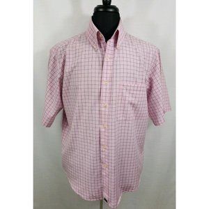 RMG Chairman Collection Mens Large Casual Business Dress Shirt Short Sleeve Pink